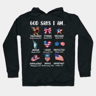 Coquette God Says I Am 4th of July, Christian 4th of july, America, Blessed, Independence Day Hoodie